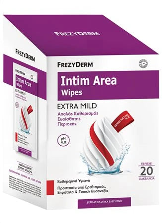 Frezyderm Intim Area Wipes 20 Τεμάχια – Μαντηλάκια για Ήπιο Καθαρισμό της Ευαίσθητης Περιοχής